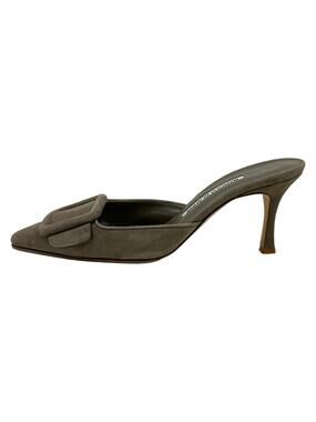 Manolo Blahnik Gray Beige Suede Women's #277589M72B